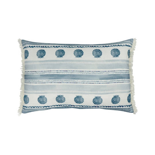Scallop Stripe Blue Cushion